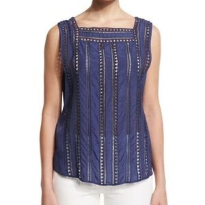 Veronica Beard Blue Surfside Sleeveless Silk Top Sz 8 P429